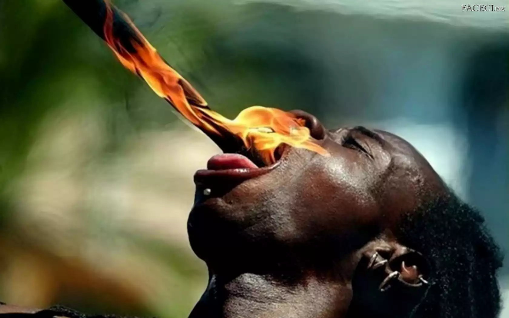 Ogień, Mężczyzna, Połykający